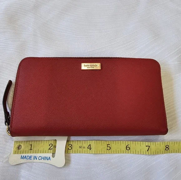 Kate Spade Newbury Lane Red Zip Around Wallet - Picture 13 of 15